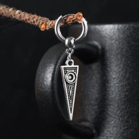 Edelstahl Creolen Mit Dreiecksanhänger Geometrischer Vintage Punk Stil Schmuck Für Herren Und Damen