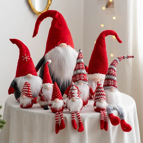Adornos De Gnomo De Navidad Tomte Gonk Muñeca De Peluche Sin Rostro Decoración Nórdica Escandinava Punto Fieltro Hecho A Mano