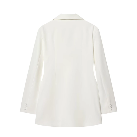 Abito Blazer Elegante Doppio Petto Donna Maniche Lunghe Revers Vita Sottile Mini Ufficio Festa Poliestere