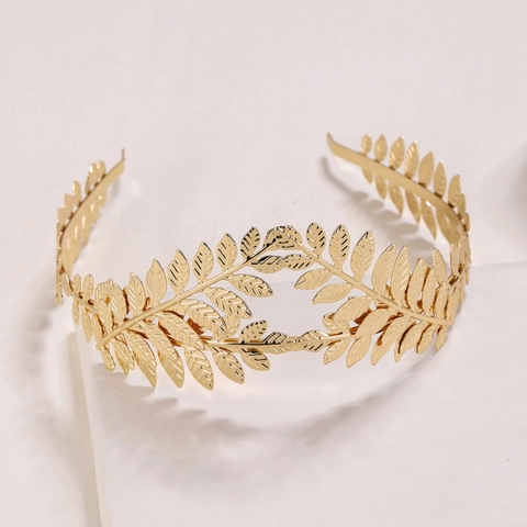 Cerchietto In Metallo Vintage Foglia Di Alloro Ramoscello D'Ulivo Dea Romana Stile Barocco Accessorio Capelli Donna