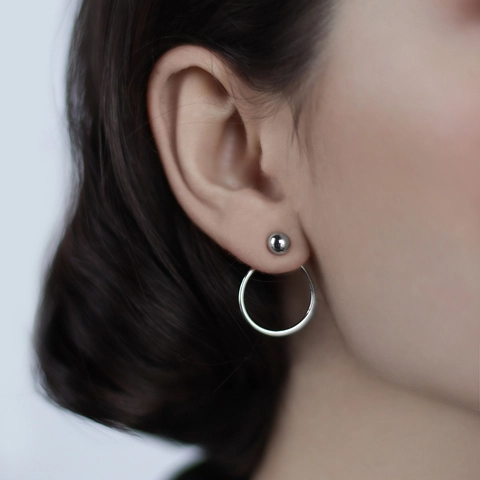 Minimalistisch 925 Sterlingsilber Zirkonia Ohrstecker Geometrische Kreis Hoop Ohrring-Jackets Für Damen Edler Schmuck Geschenk