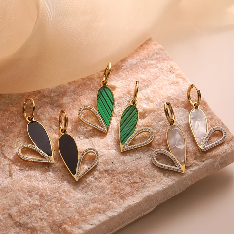 Orecchini A Cuore Asimmetrici Placcati Oro Acciaio Inossidabile Zircone Gioielli Vintage Donna