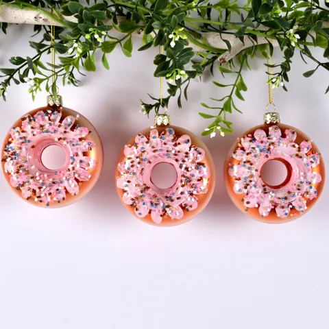 Christmas Ornaments Glass Painted Donut Wine Bottle Hanging Decorations For Xmas Tree Window Display