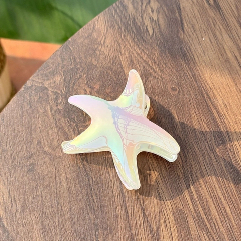 Starfish Hair Claw Clip Iridescent Colorful Plastic Sea Star Hairpin For Women Summer Beach Ocean Style Accessory