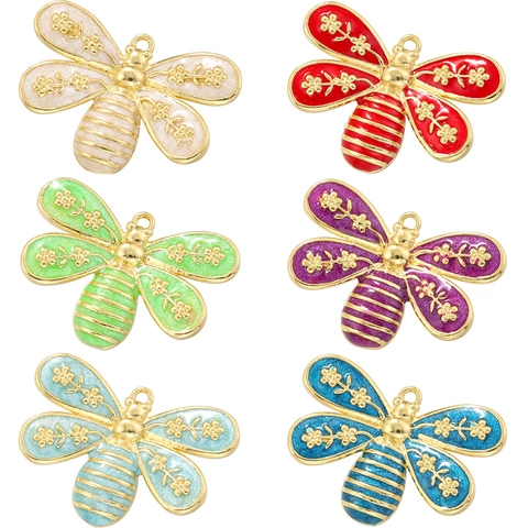 Pendente Ape Rame Smalto Colorato Insetti Charms Per DIY Collana Bracciale Creazione Di Gioielli Stile Foresta