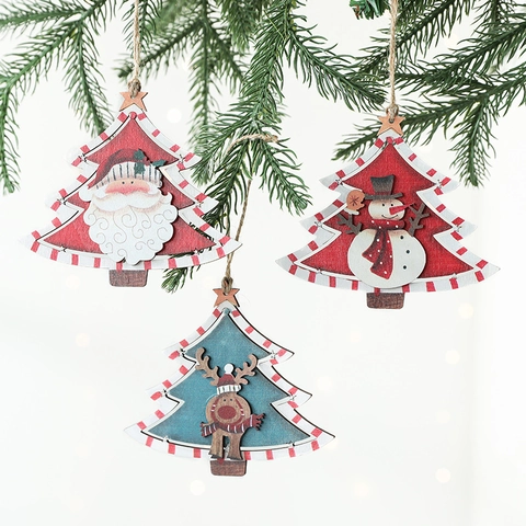 Decorazioni Natalizie Da Appendere In Legno Dipinto Babbo Natale Pupazzo Di Neve Renna Cavallo A Dondolo Stile Nordico Retro