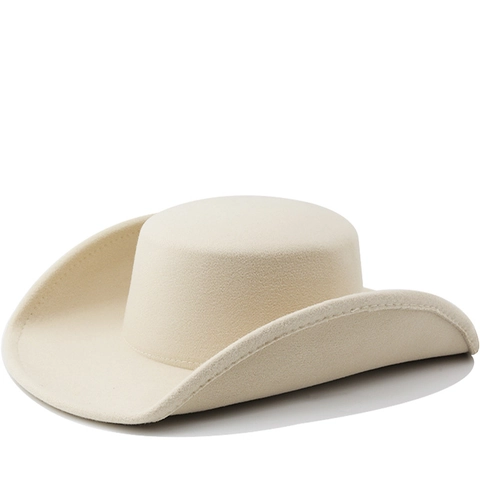Flat Top Fedora Hat Wide Brim Polyester Felt Boater Cap With Curled Edge British Style Elegant Retro Sunshade For Women