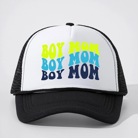 Trucker Cap Damen Boy Mom Buchstabe Druck Mesh Atmungsaktiv Verstellbar Baseballkappe Outdoor Sonnenhut