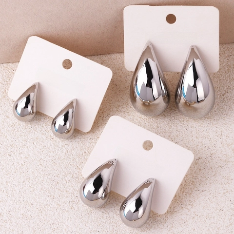 Orecchini A Goccia Rame Lucidato A Specchio Oro Argento Minimalista Chunky Gioielli Goccia D'acqua Da Donna