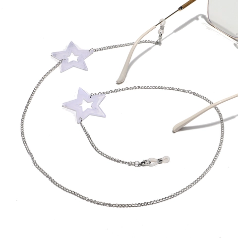 Fashion Anti-Slip Glasses Chain Metal Copper Alloy With Acrylic Marble Star Pendant Eyewear Lanyard Adjustable Loop