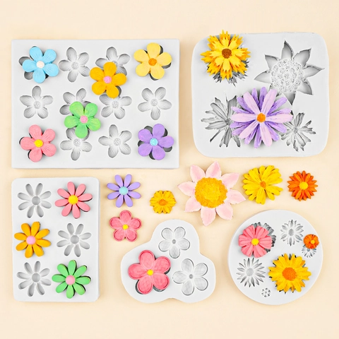 Flower Silicone Mold Daisy Sunflower Shaped Fondant Cake Decorating Tool DIY Handmade Craft Soap Wax Plaster Resin Mold