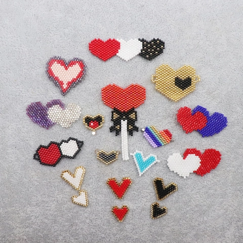 Colgantes De Corazón De Cuentas De Vidrio Tejidas A Mano Componentes Para Creación De Joyas DIY Estilo Bohemio