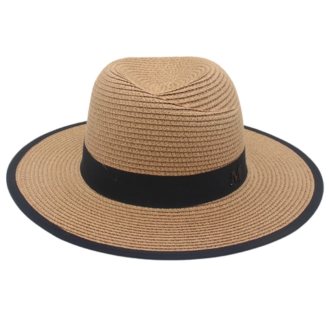 Panama Straw Fedora Hat Wide Brim Sun Protection Summer Beach Ribbon Decor For Women Elegant Paper Straw