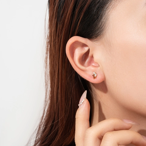 S925 Sterling Silver Geometric Stud Earrings For Women Luxurious Square Rhinestone Inlaid Gold Silver Earring Jewelry