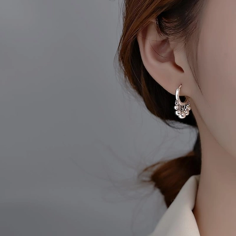 925 Sterling Silver Hoop Earrings For Women Gold Silver Plated Tassel Metal Beads Dangle Earrings Vintage Fashion Jewelry