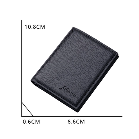Men Short Wallet PU Leather Litchi Texture Zipper Pocket Bifold Slim Business Casual Card Holder