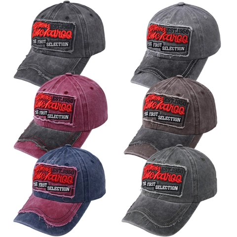 Casquette De Baseball En Coton Lavé Vintage Patch Brodé Distressed Visière Courbée Réglable Chapeau De Soleil Sport Extérieur