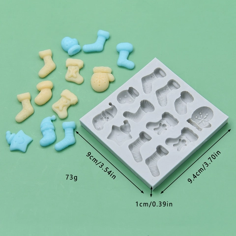 Molde De Silicona Con Forma De Calcetín Y Mitón Navideño Para Repostería Chocolate Jabón Artesanal Adornos