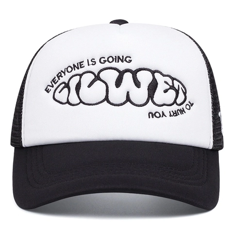 Casquette Trucker Style Américain Vintage Coton Filet Respirant Ajustable Broderie Slogan Protection Solaire Unisexe