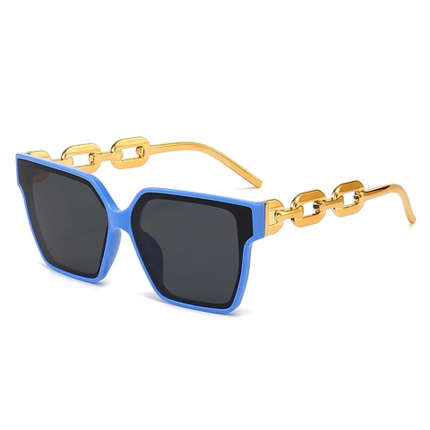 Gafas De Sol Cuadradas Mujer Lujo Montura Plástico Patillas Cadena Metal Dorado Protección UV400 Tendencia Moda