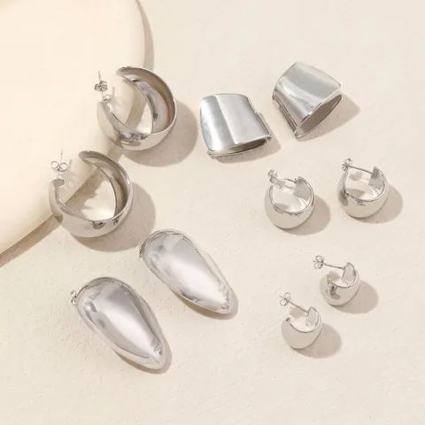 Geometrische Ohrringe Kupfer Spiegelpoliert Irregulär Minimalistisch Vintage Stil Schmuck Damen Elegant