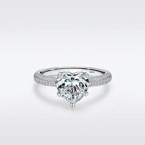 Herzförmiger Zirkonia Ring 925 Sterlingsilber Mit Pavé Fassung Eleganter Modeschmuck Für Damen Geschenk