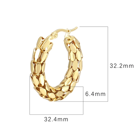 Pendientes De Aro De Acero Inoxidable Con Escamas De Serpiente Bañados En Oro De 18K Textura Trenzada Para Mujer