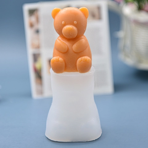 3D Sitting Bear Silicone Mold For DIY Handmade Aroma Candle Plaster Soap Cake Chocolate Baking Cute Korean Ins Style
