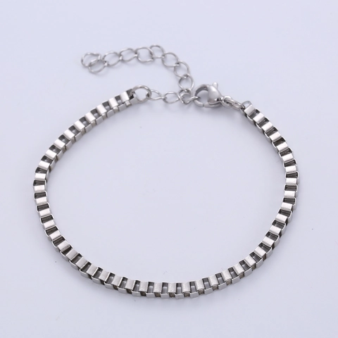 Bracciale A Catena Veneziana In Acciaio Inossidabile Minimalista Maglia Quadrata Regolabile Gioielli Geometrici Donna Uomo