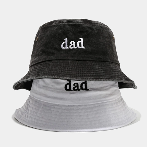 Cappello Alla Pescatora In Cotone Lavato Ricamo Lettere Dad Vintage Traspirante Esterno Protezione Solare Casual Per Uomo