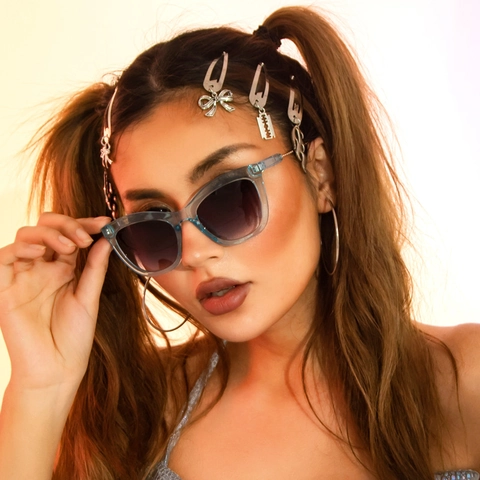 Katzenauge Sonnenbrille Verlaufslinsen Metallbügel UV400 Schutz Vintage Y2K Stil Mode Brillen Für Damen Herren