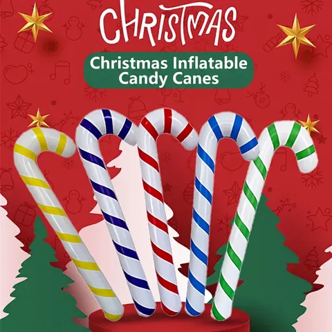Bastoncino di Zucchero Gonfiabile di Natale in PVC Ispessito Ecologico Design a Strisce per Decorazione di Feste Casa Interni ed Esterni