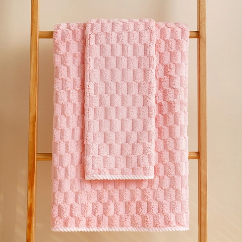 Serviette De Bain En Polaire De Corail Épaissie Absorbante Séchage Rapide Texture Gaufre Grande Taille Douce