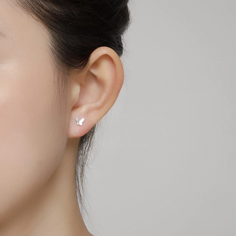 S999 Fine Silver Earring Studs Hypoallergenic Minimalist Butterfly Star Moon Heart Daisy Flower Women Jewelry