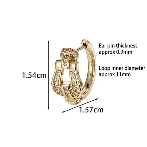 French Elegant Horseshoe Hoop Earrings Copper Micro Pave Zircon Hollow Geometric Ear Buckle Luxury Vintage Piercing Jewelry