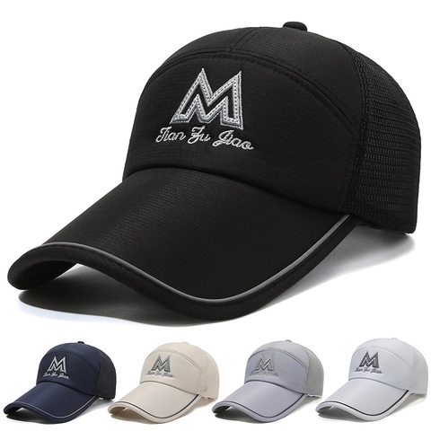 Herren Mesh Baseball Kappe Mit Atmungsaktivem Trucker Stil Verlängerte Krempe M Buchstaben Stickerei Verstellbar Outdoor Sport Sonnenhut