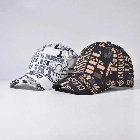 Baseball Cap Trendiger Allover Buchstaben Druck Baumwolle Polyester Graffiti Verstellbar Outdoor Streetwear Sonnenhut