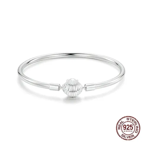 Minimalistischer S925 Sterlingsilber Muschel Basis Armreif Damen Eleganter Marine Stil Galvanisierter Schmuck Geschenk