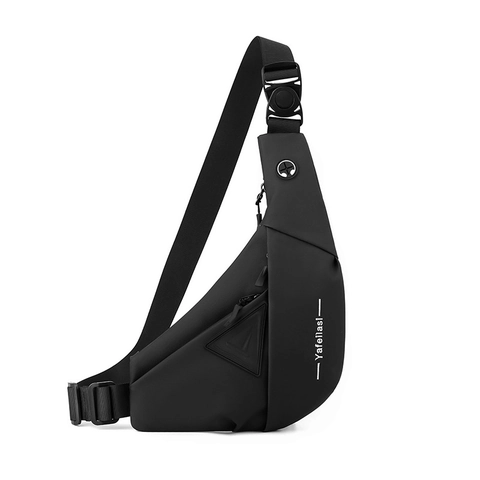 Bolso Bandolera Hombre Material Sintético Impermeable Bolso Pecho Con Agujero Para Auriculares Para Ciclismo Minimalista