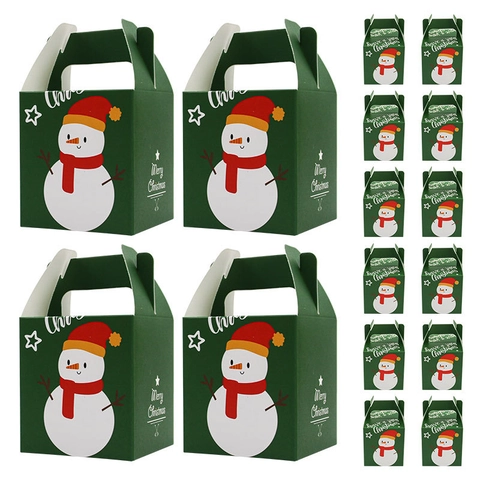 Scatola Regalo Di Natale Cartone Portatile Confezione Mela Caramellata Pupazzo Di Neve Renna Orso Polare Bomboniere Festivo Portatile