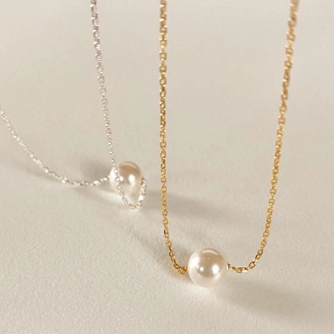 Minimalist Freshwater Pearl Necklace 925 Sterling Silver Chain Jewelry Elegant Geometric Style Women Accessory