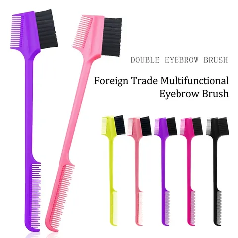 Double Sided Eyebrow Brush And Comb For Makeup Professional Edge Control Hair Brush Styling Tool Synthetic Bristles