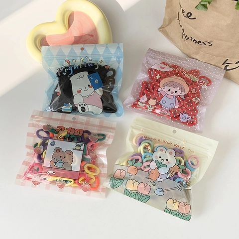 Kids Small Elastic Hair Ties High Stretch Terry Fabric No Damage Soft Hair Bands For Toddlers Colorful Cute Candy Color