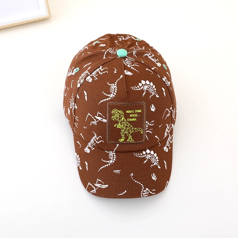 Kinder Baseballkappe Atmungsaktives Polyester Dinosaurier Skelett Druck Bestickter Aufnäher Verstellbarer Sonnenhut Jungen Mädchen