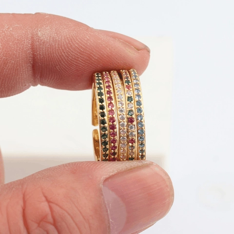 Minimalist Copper Zirconia Open Adjustable Ring For Women Colorful Cubic Zirconia Stackable Ring Fashion Finger Jewelry