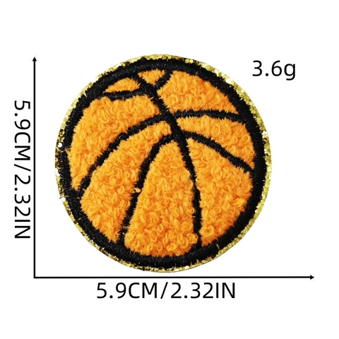 Chenille Sports Ball Embroidery Patches Iron On Football Basketball Baseball Rugby Glitter Border DIY Clothing Decals