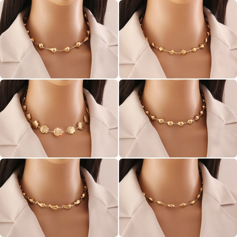 Collana Con Pendente Geometrico In Acciaio Inossidabile Per Donna Moda Minimalista Conchiglia Cuore Goccia Cerchio Gioielli