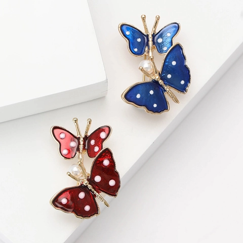 Broche Papillon Émail Alliage Avec Künstliche Perle Pois Insecte Épingle À Revers Femmes Costume Manteau Bijoux De Mode