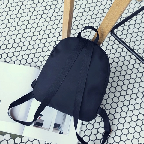 Mini Zaino Nero Nylon Stile Coreano Alla Moda Leggero Piccolo Borsa Per La Scuola Per Donne Ragazze Cerniera Dorata Casual