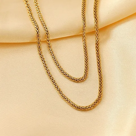 Collana A Catena A Maglia Tonda Placcata Oro 18K Acciaio Inossidabile Minimalista Versatile Lucido Regolabile